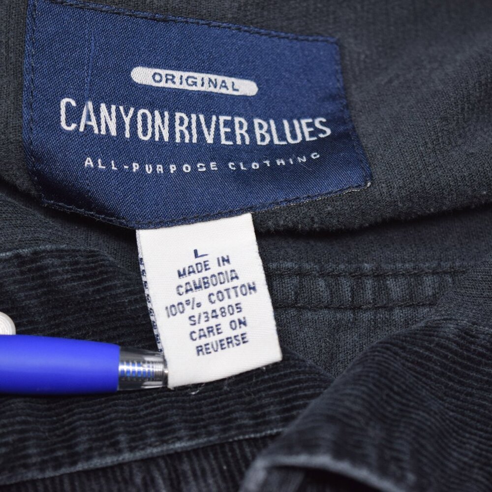 Canyon River Blues Corduroy Jacket Men Large Button Up Black Casual Cozy Outdoor - Picture 7 of 12
